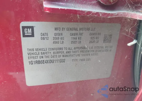 2013 Chevrolet Volt from USA, damaged, VIN 1G1RB6E4XDU111002